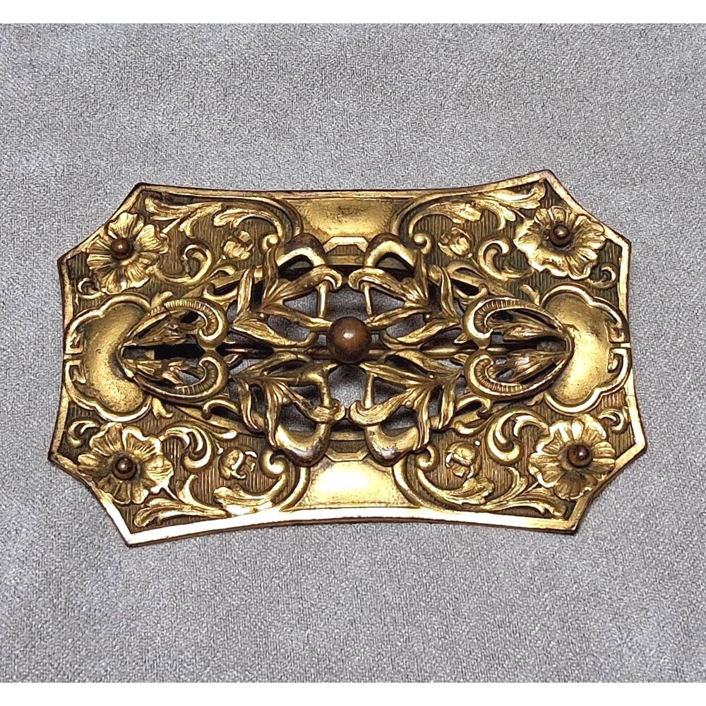 Art Nouveau Poppy Brooch Openwork Antique Pin